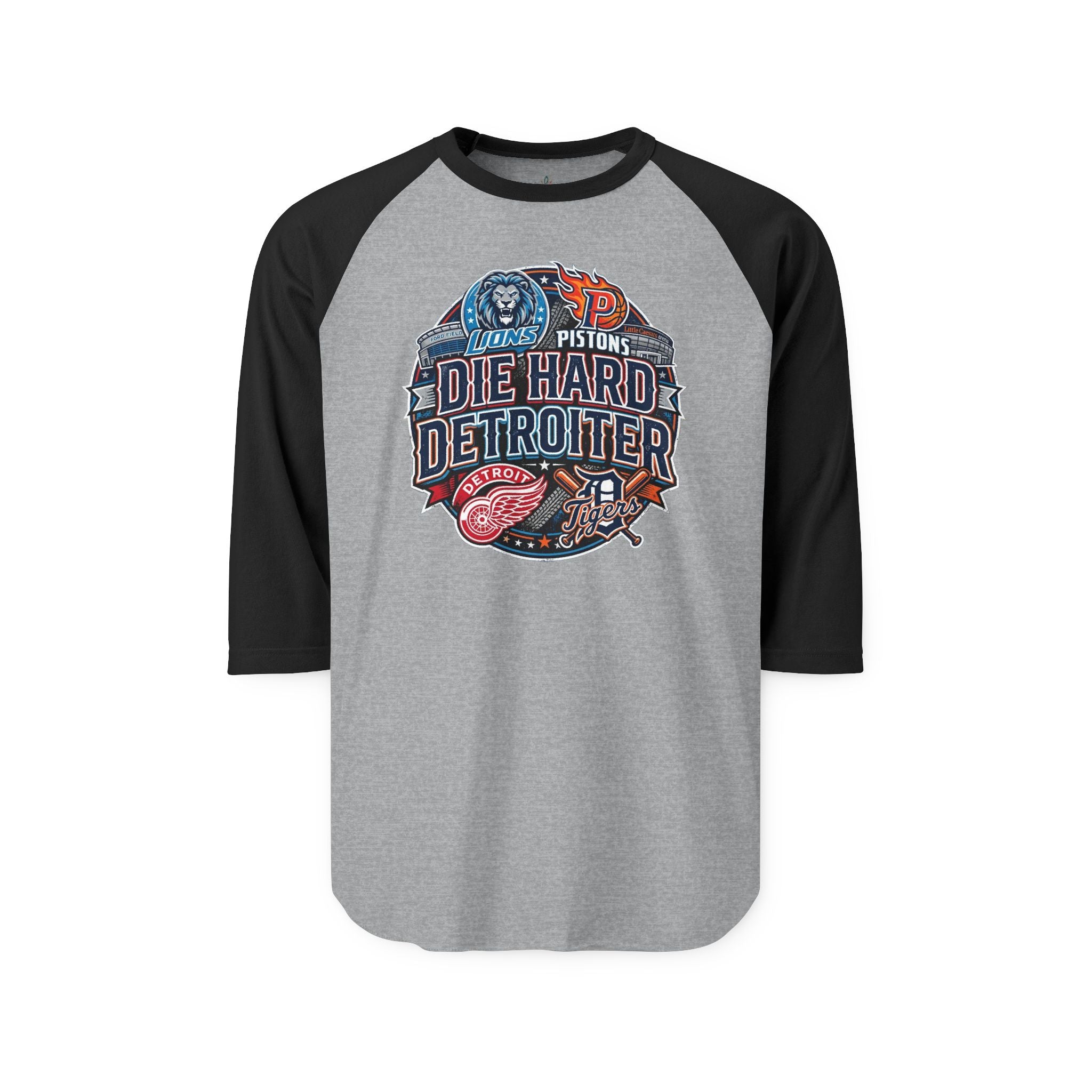 Unisex Three-Quarter Sleeve Raglan Shirt - DIE HARD DETROITER, sports style 1 raglan white