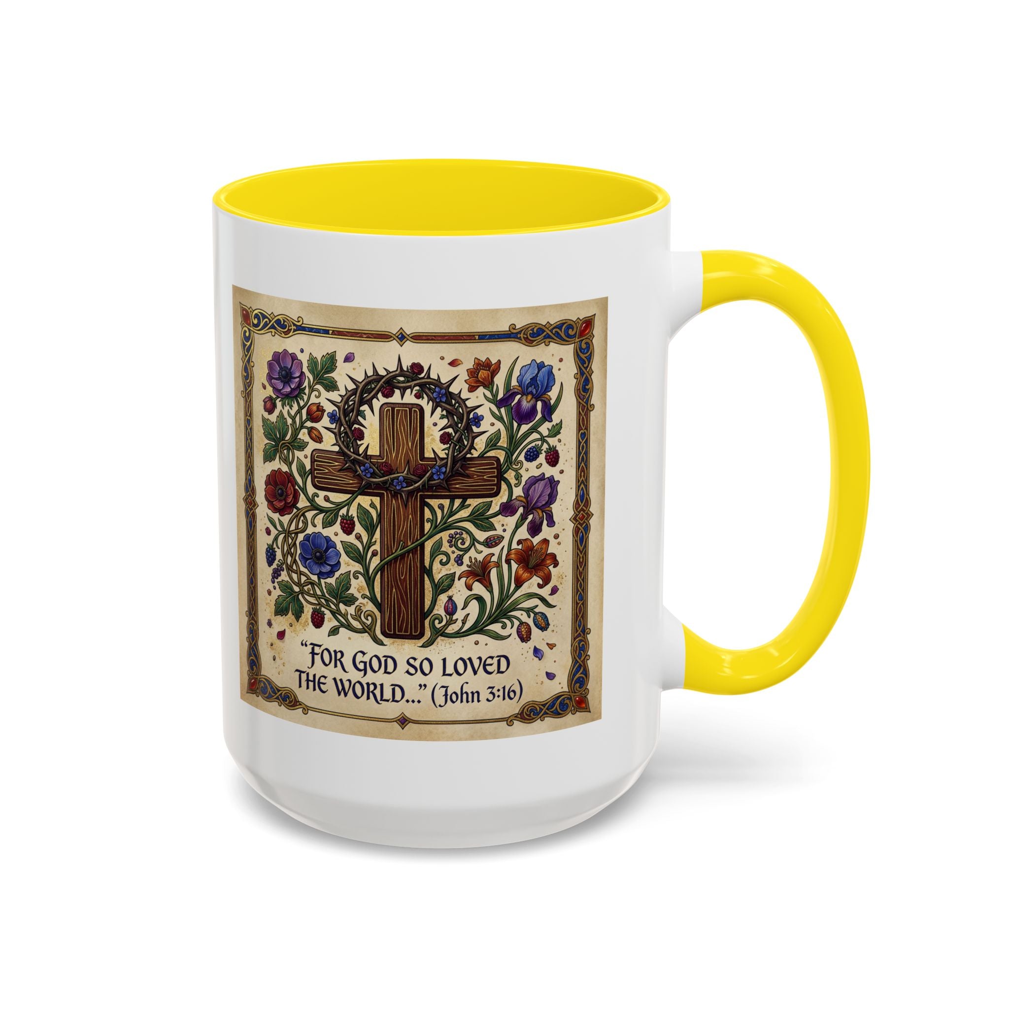 Accent Coffee Mug (11, 15oz) "For God so loved the world" John 3:16