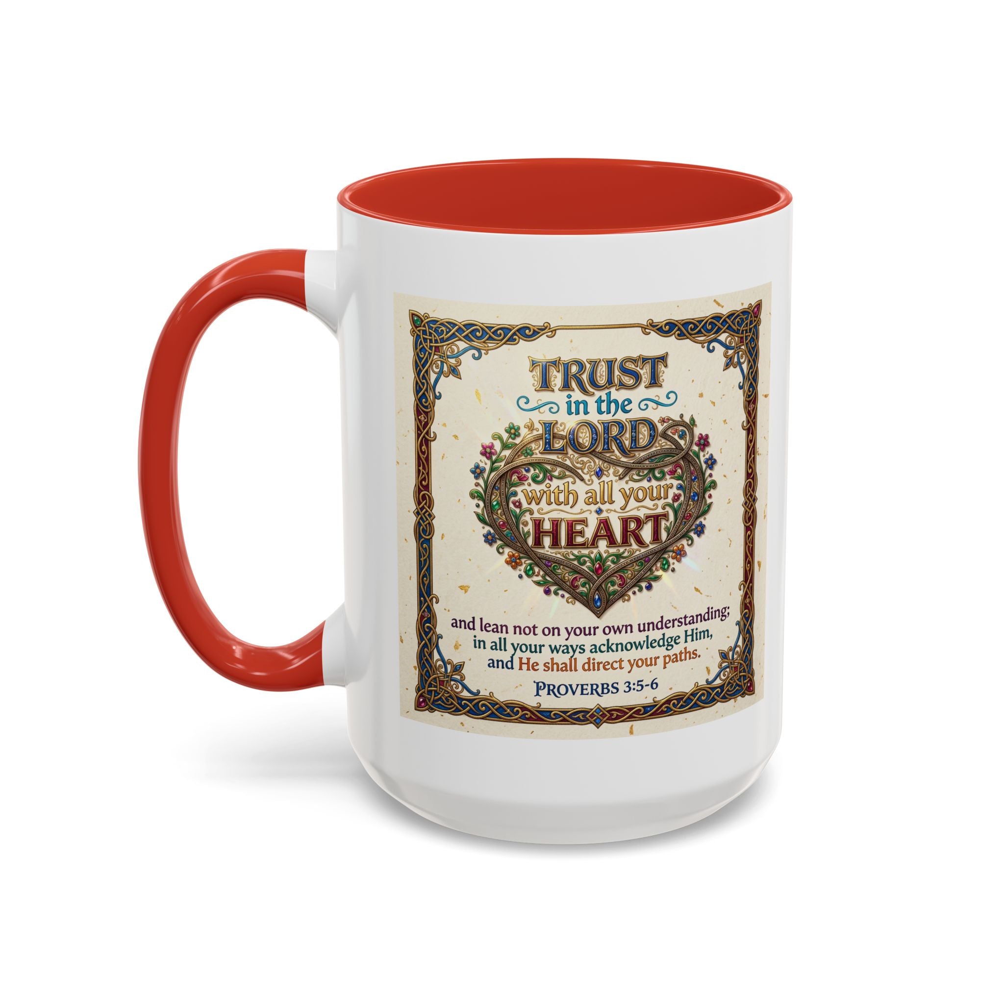 Accent Coffee Mug (11, 15oz) "Trust in the Lord..."  Poverbs 3:5-6