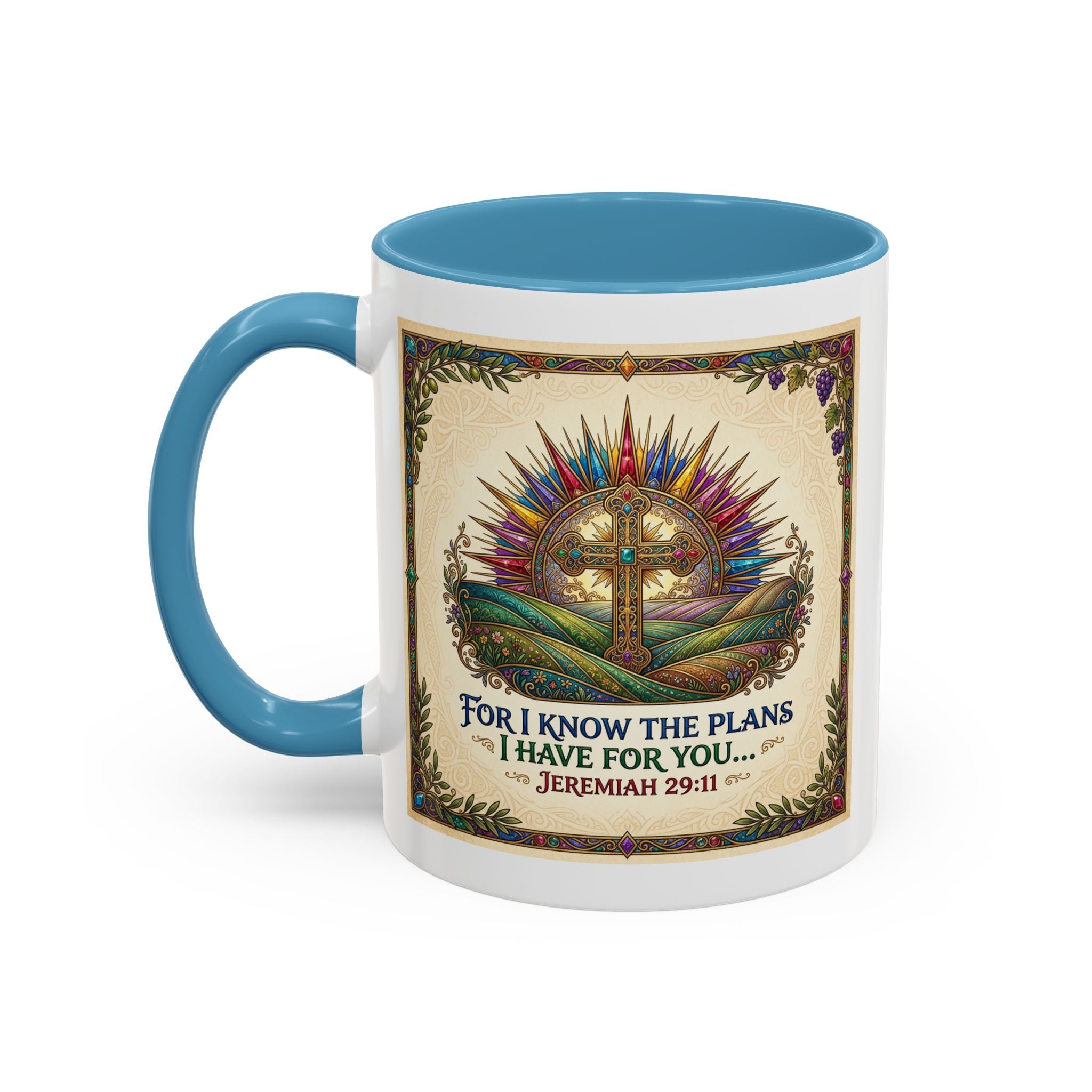 Accent Coffee Mug (11, 15oz) "for I know the plans I have for you" Jeremiah 29:11