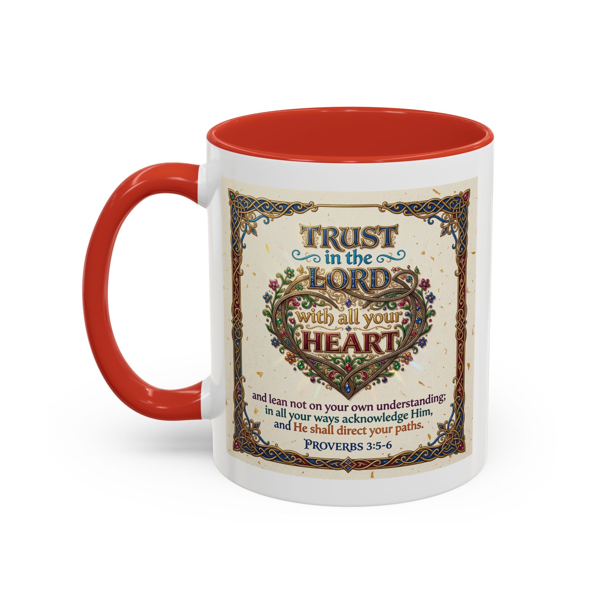Accent Coffee Mug (11, 15oz) "Trust in the Lord..."  Poverbs 3:5-6