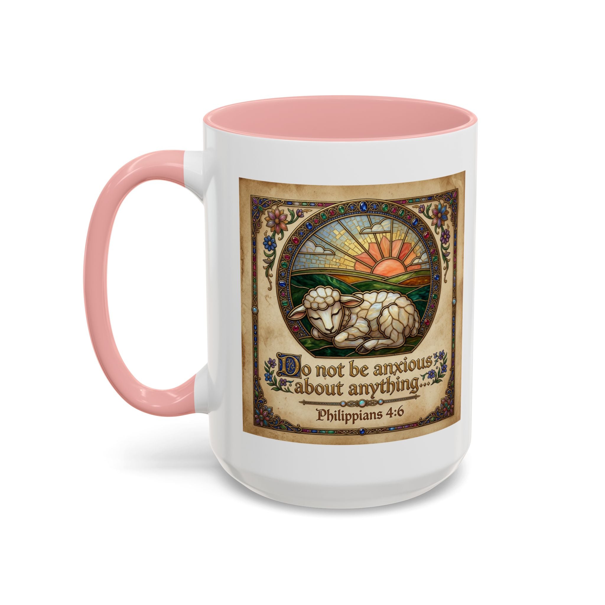 Accent Coffee Mug (11, 15oz) "Be not anxious about anything Phillipians 4:6