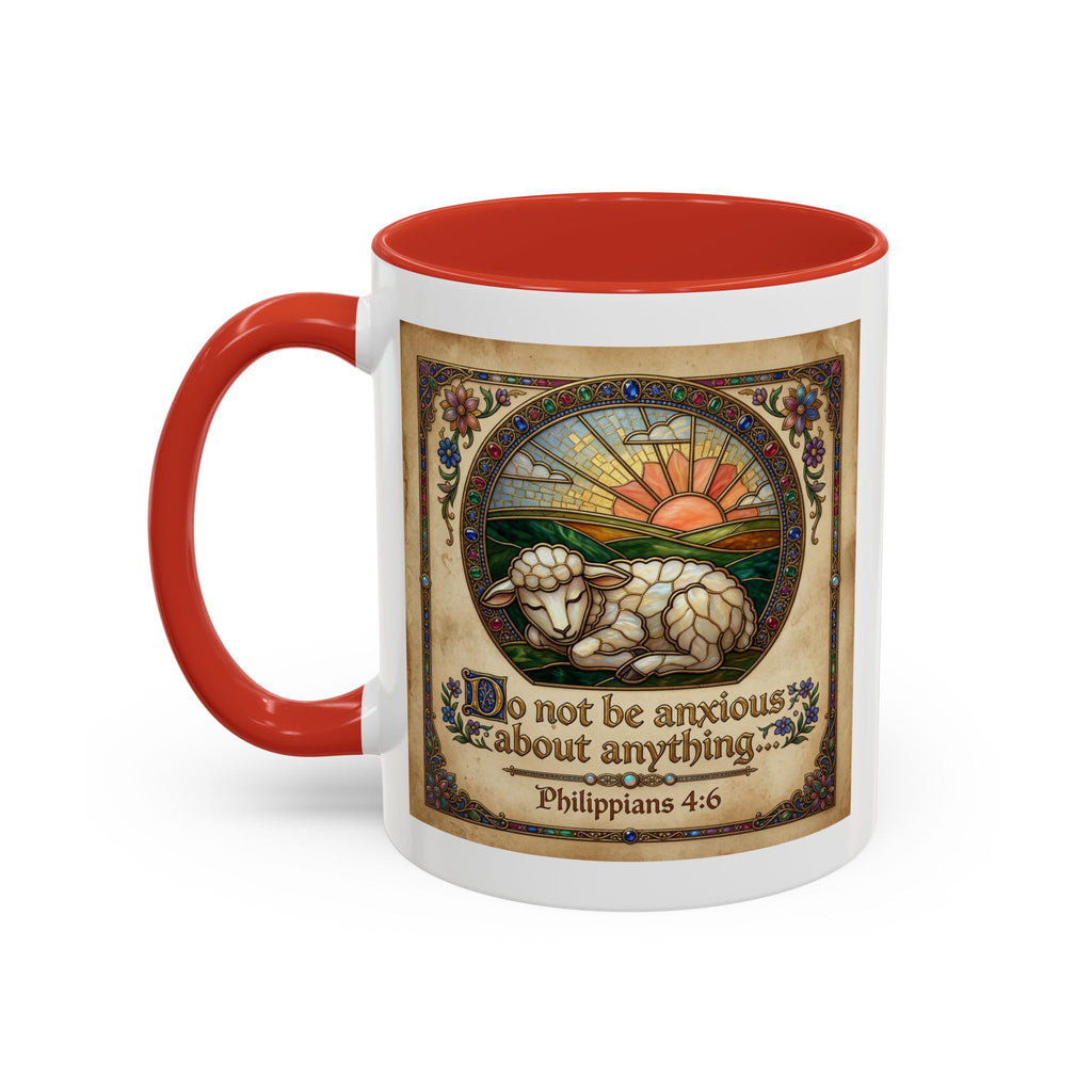 Accent Coffee Mug (11, 15oz) "Be not anxious about anything Phillipians 4:6