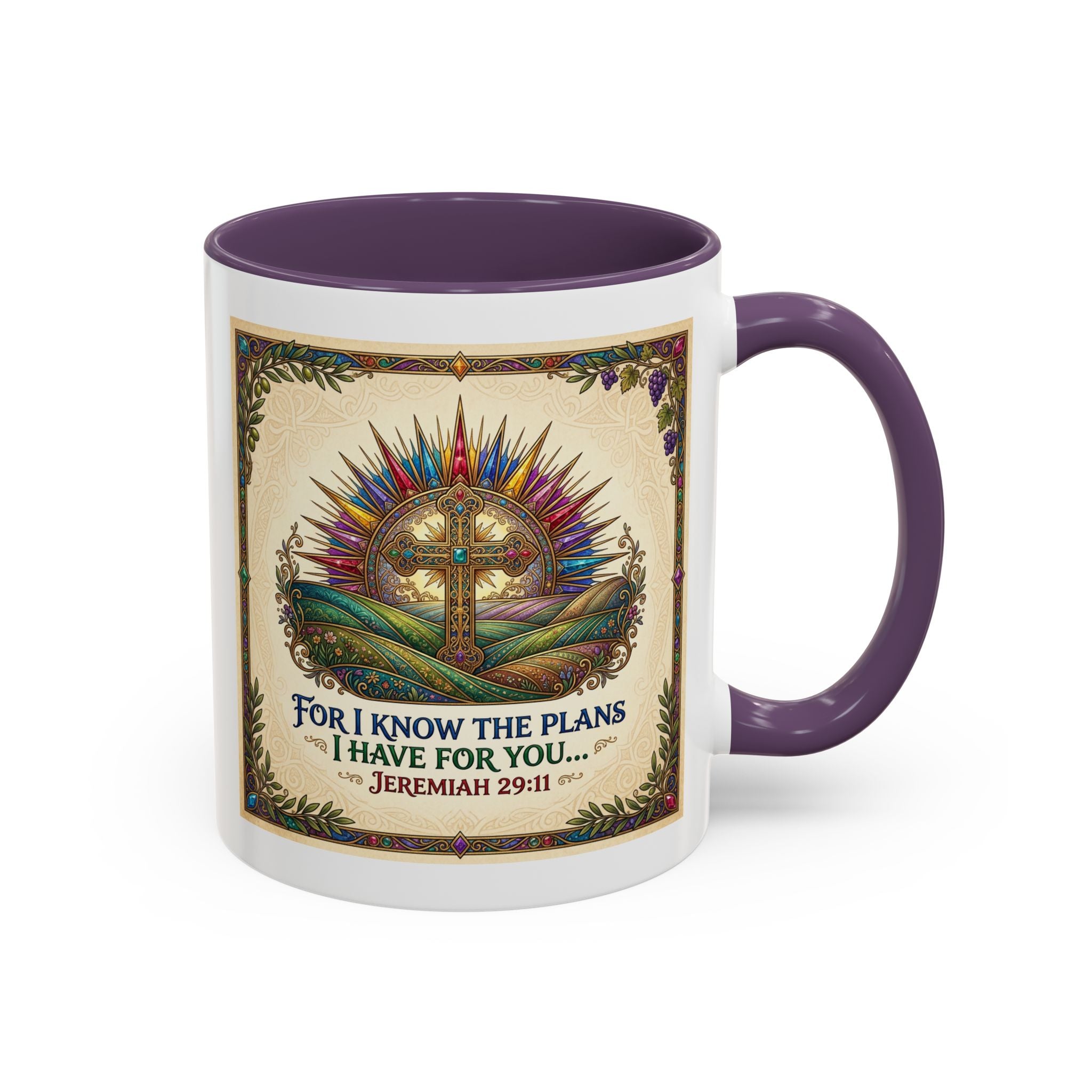 Accent Coffee Mug (11, 15oz) "for I know the plans I have for you" Jeremiah 29:11