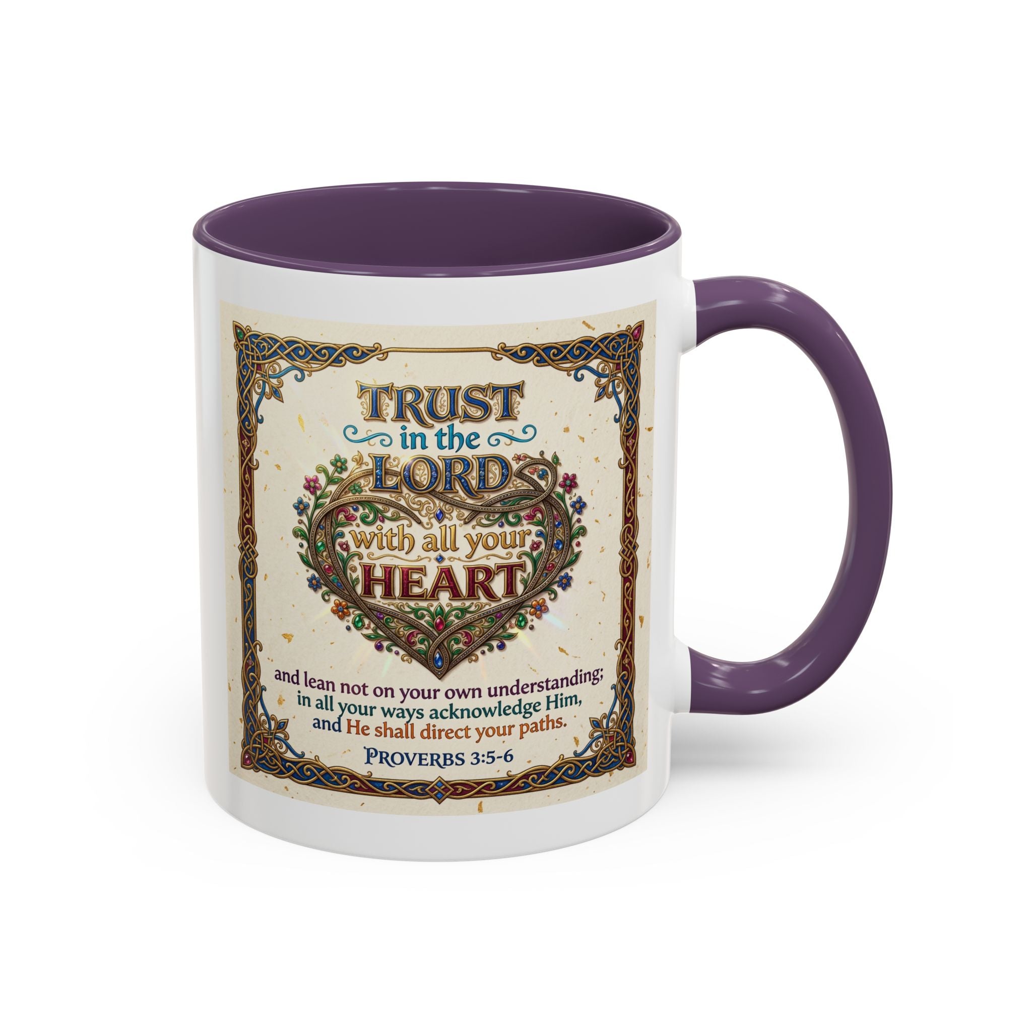 Accent Coffee Mug (11, 15oz) "Trust in the Lord..."  Poverbs 3:5-6