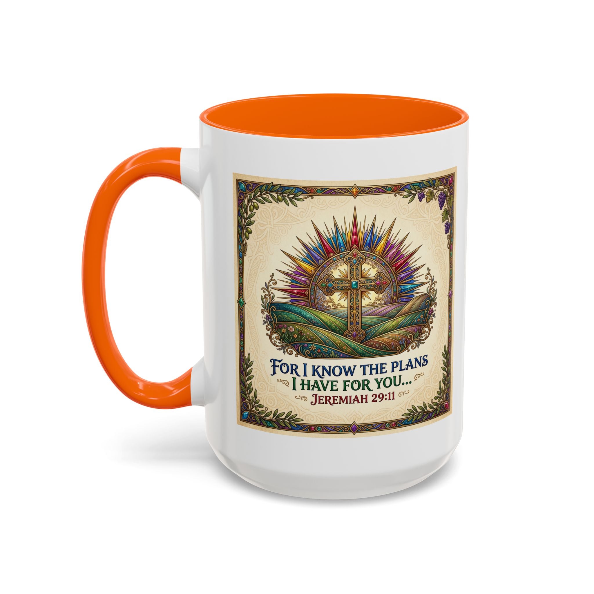 Accent Coffee Mug (11, 15oz) "for I know the plans I have for you" Jeremiah 29:11