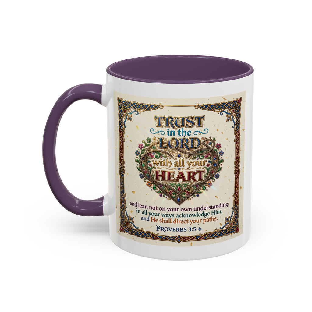 Accent Coffee Mug (11, 15oz) "Trust in the Lord..."  Poverbs 3:5-6